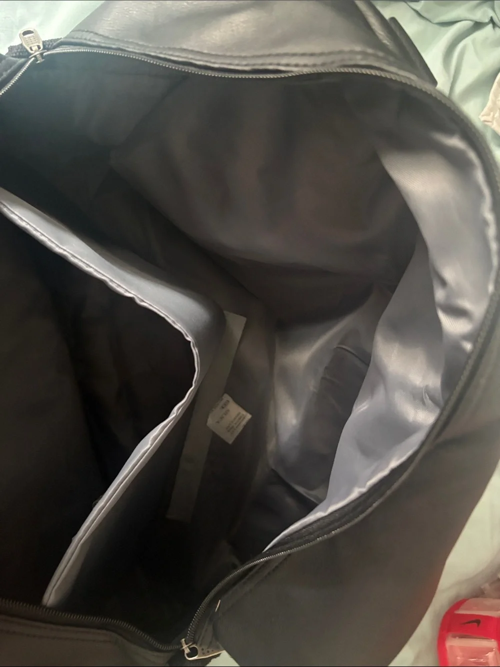 Brooklyn Embroidered Black Leather-Style Weekender Bag